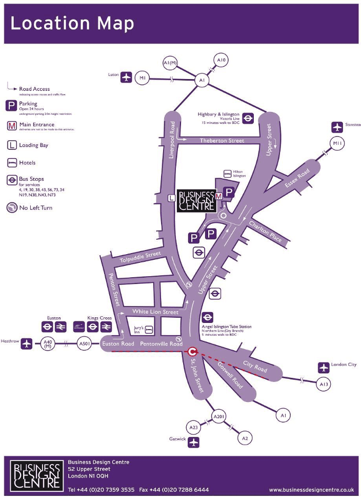 Business Design Centre Location map