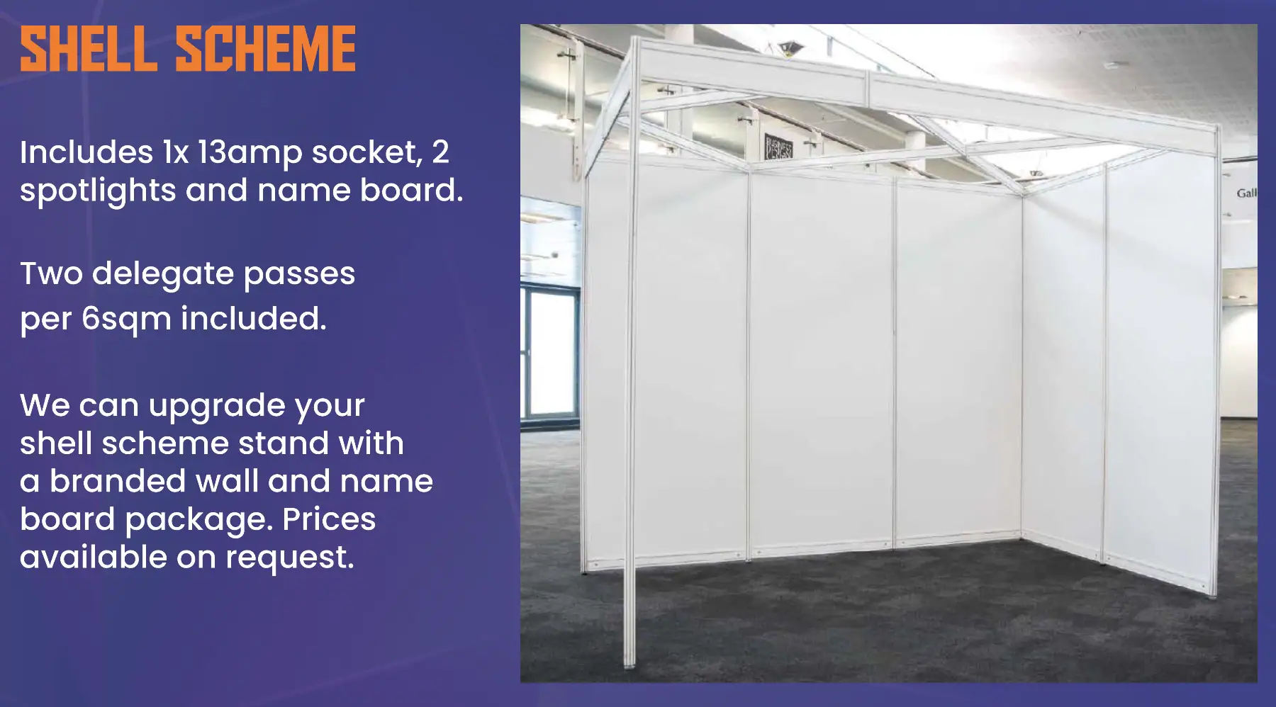 Shell scheme stand for portal